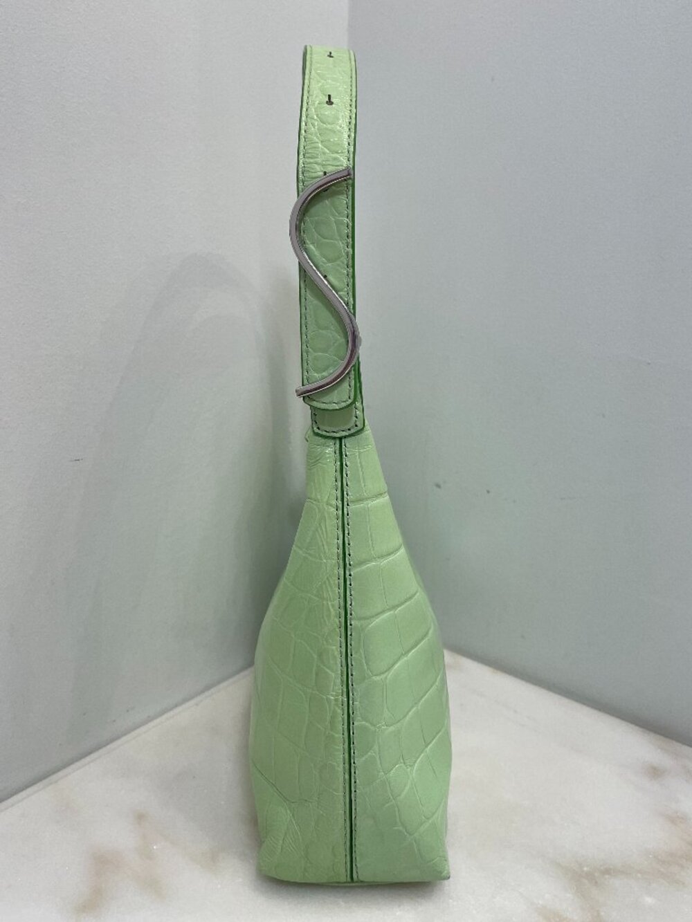 STAUD Scotty Crocodile Embossed Leather Hobo bag in Agave (Light Green) - Picture 3 of 15